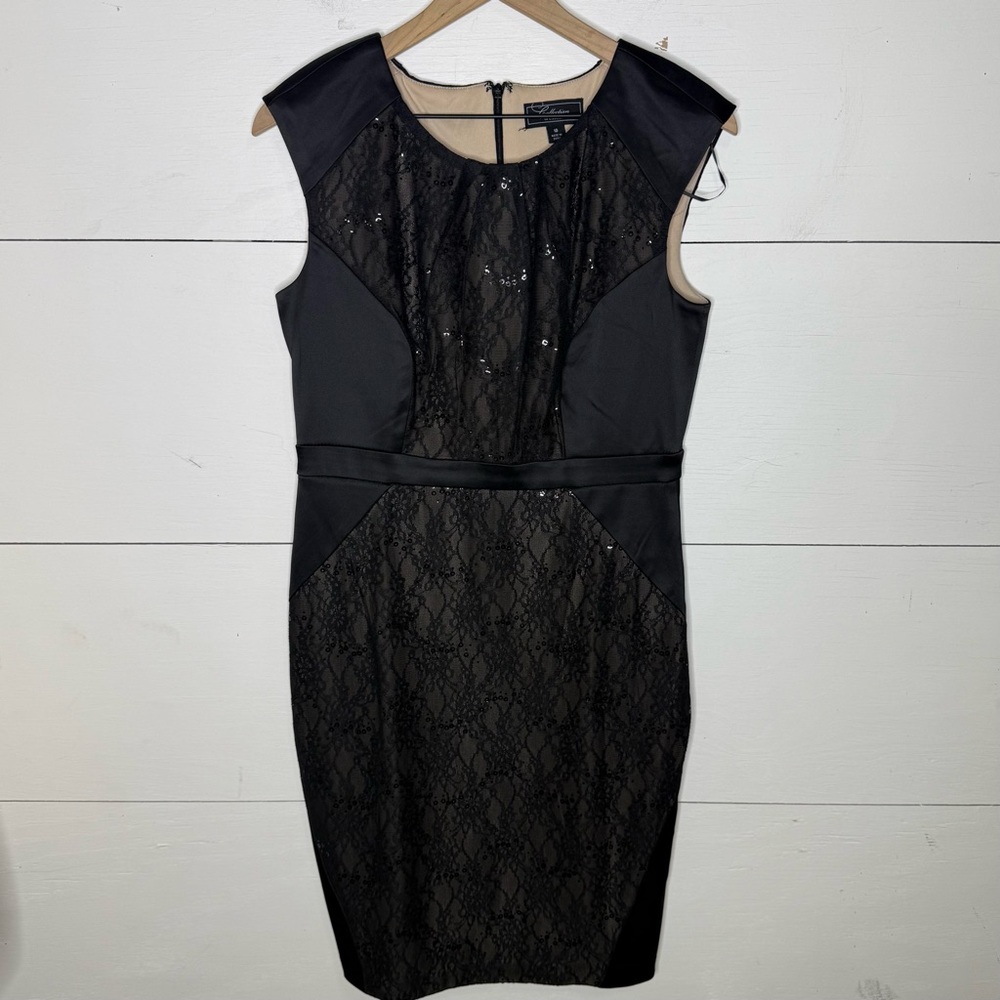 Dressbarn Collection • Black Sequin Lace Sleeveless Mini Dress Size 10